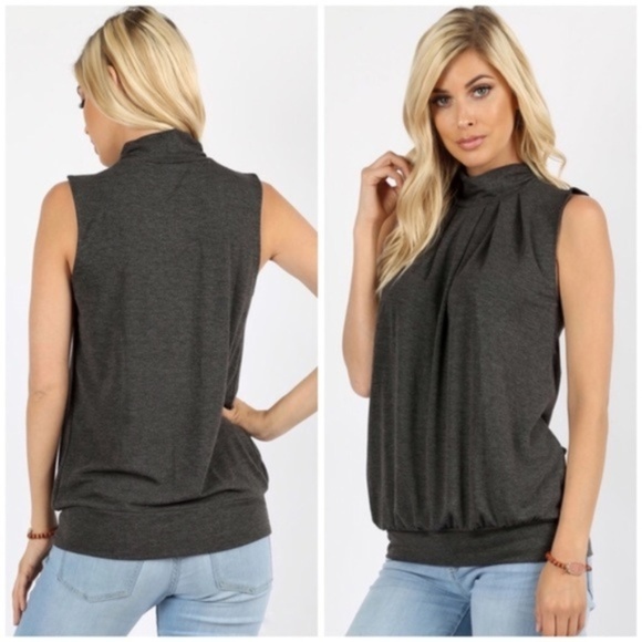 White High Neck Pleated Top - Picture 6 of 8